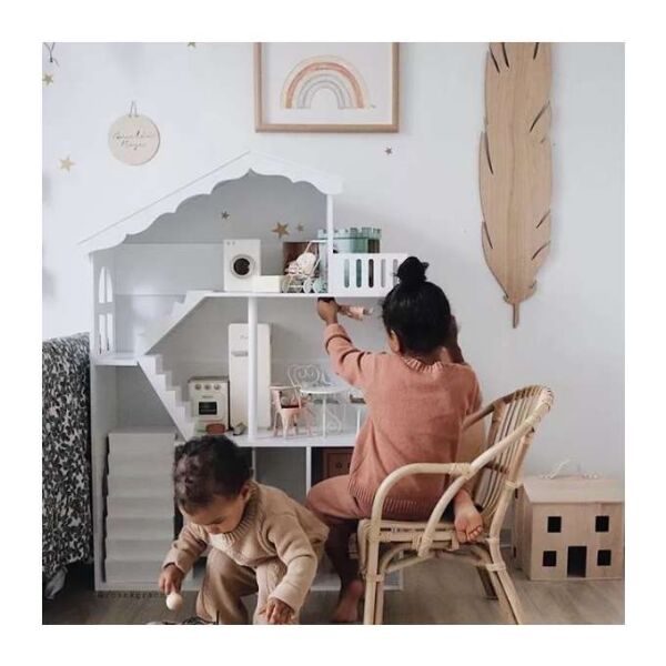 Valge laste mänguasja-/raamaturiiul/nukumaja