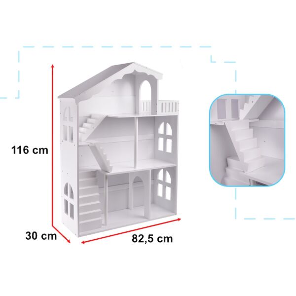 Valge laste mänguasja-/raamaturiiul/nukumaja