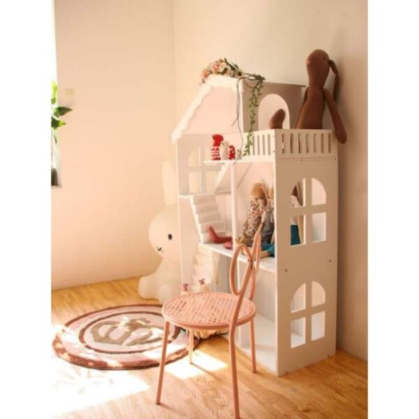 Valge laste mänguasja-/raamaturiiul/nukumaja