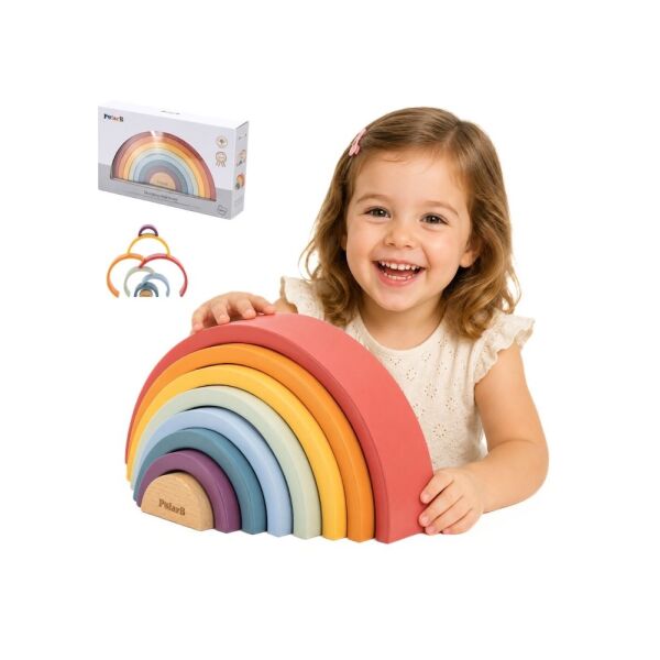 viga-polarb-wooden-rainbow-puzzle-creative-montessori-blocks Montessori suur ja värviline vikerkaar
