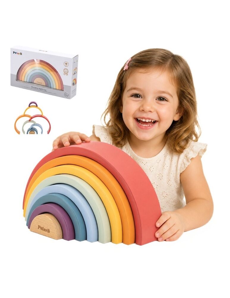 viga-polarb-wooden-rainbow-puzzle-creative-montessori-blocks Montessori suur ja värviline vikerkaar